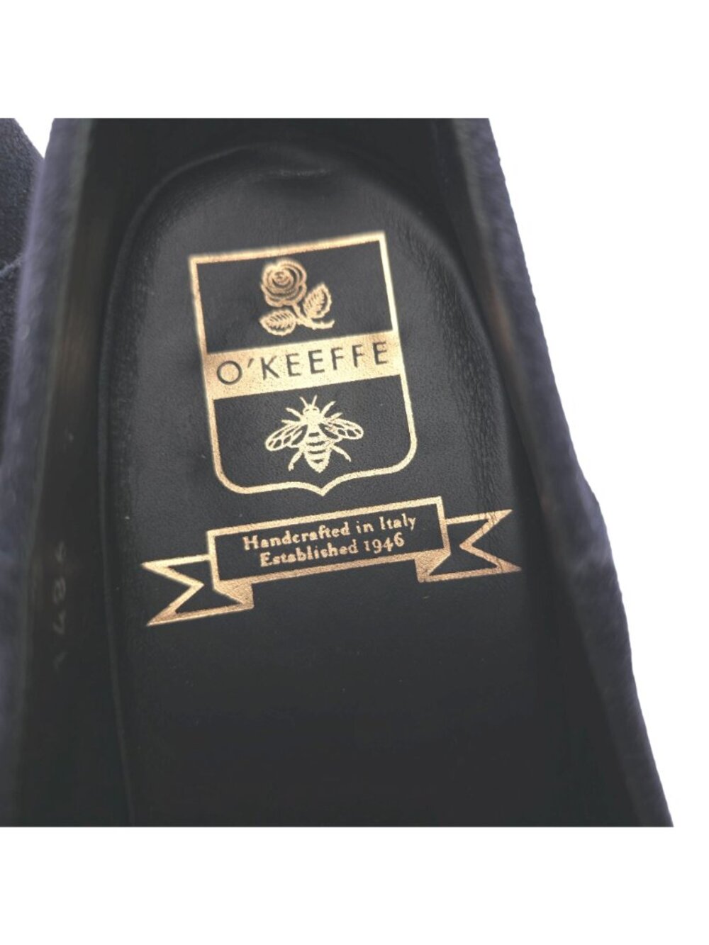 O'Keeffe Italy Dress Shoes Navy Blue Suede Leather Penny Loafers Mens 7 Luxury - Picture 11 of 12